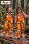 Waterproof Animal Patterned Reflective Adjustable Strap Leg and Foot Elastic Lightweight Durable Washable Gardener Orange Outdoor Children's Raincoat Overalls
