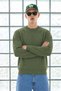 Men's Crew Neck Ribbed Oversize Green Sweater - 5