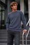 Men's Casual Crew Neck Ribbed Long Sleeve Smoked Sweater