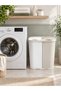 XL Duo 100 Liter Two-Compartment Manual Dirty Laundry Basket with Lid White Beige - 4
