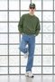 Men's Crew Neck Ribbed Oversize Green Sweater - 6
