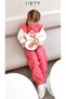 Girl's Teddy Bear Printed Ruffle Collar Swaetshirt & Red Gingham Jean Pants Set - 2