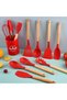 O2. Red 12-Piece Silicone Kitchen Utensil Set with Wooden Handles & Holder – Heat Resistant Cooking - 3