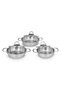 Serenk 6-Piece Stainless Steel Cookware Set, 14cm 16cm and 18cm Steel Frying Pans with Glass Lids - 3