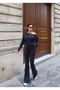 Women's Top and Bottom Set Modal Fabric Off-Shoulder Blouse and Wide-Leg Pants Two-Piece Set