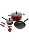 7-Piece Aluminium Cookware Set Red 28cm