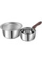 VINOD Stainless Steel Saucepan 0.8 Litre & Tope 1.4 Litre with Lid | Capsule Bottom | Induction