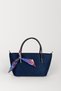 Women's Navy Blue Suede Scarf Gift Crossbody Lined Zippered Mini Hand and Shoulder Bag - 3