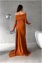 Flexible Dress with Tail Degaje Evening Dress Collar Crepe Fabric · Color: Mustard · Size: S Bsk2026 - 2