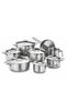 Korkmaz Alfa Grande 14 Pieces Stainless Steel Cookware Set |Stainless Steel Tri-Ply Sandwich Base