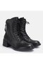 Large Size Zippered Black Leather Boots Low Heel Lace-Up 41-42-43-44 - 2