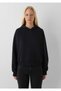 Women's Black Hooded Basic Sweatshirt Black Sweatshirt - 3