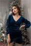 Velvet Double-Breasted Dress Balloon Sleeves Mini Collar Fabric · Color: Pink · Size: L Bsk2026 - 2