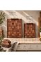 Nevra Handmade Mahogany Wood Veneer 2-Piece Serving Tray Set - 3