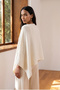 Women's Premium Soft Textured Asymmetrical Cut Poncho Ecru 27W5011 - 2