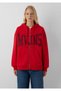 Women's Red Logo Printed Sweatshirt Bitter Red Sweatshirt - 3