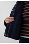 Women's Navy Blue Denim Look Woven Jacket Mid Indigo Jacket - 7