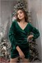 Velvet Double-Breasted Dress Balloon Sleeves Mini Collar Fabric · Color: Pink · Size: L Bsk2026 - 3