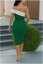Boat Neck Evening Gown, Fishtail Silhouette · Color: Emerald · Size: M BX - 3
