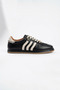 Pelores Side Striped Double Face Genuine Leather Women's Sports Shoes Black Skin - 7