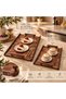 Nevra Handmade Mahogany Wood Veneer 2-Piece Serving Tray Set - 2