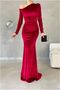Velvet Dress Maxi Evening Dress Collar Fabric Asymmetrical · Color: Gray · Size: m Bsk2026 - 4