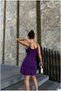 V-Neck Mini Dress with Straps and Bow Detail · Color: Purple · Size: M BX - 2