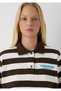 Women's Coffee Model Polo Pink / Coffee Bean Stripe Sweatshirt - 7