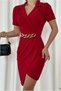 Crepe Dress Pearl Mini Evening Dress Detailed Fabric · Color: Red · Size: L Bsk2026 - 2
