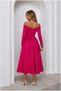 Boat Neck Sleeve Evening Gown, Midi Length, Long · Color: Fuchsia · Size: M BX - 2