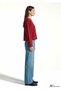 Women's Burgundy Long Sleeve Basic T-Shirt Rio Red Sweatshirt - 3