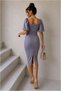 Crepe Belted Dress Evening Gown V-Neck Fabric · Color: Emerald · Size: L Bsk2026 - 3