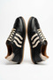 Pelores Side Striped Double Face Genuine Leather Women's Sports Shoes Black Skin - 4