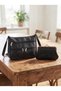 Genuine Leather Women's Shoulder Bag and Genuine Leather Clip Wallet Set