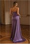 Satin Dress Evening Gown Collar Draped Strap Fabric · Color: Emerald · Size: L Bsk2026 - 3