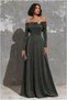 Crepe Dress Stone Evening Dress Strapless Detailed Fabric · Color: Emerald · Size: S Bsk2026 - 5