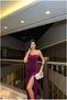 One-Shoulder Evening Gown with Slit · Color: Silver · Size: XL BX - 3