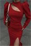 Stretchy Fabric Evening Dress Glittery Collar Degaje Gathered Dress · Color: Emerald · Size: m Bsk2026 - 3