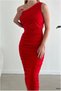 Crepe Dress with Off-the-Shoulder Neckline, Single-Fabric Evening Gown · Color: Cobalt · Size: L BX - 2