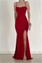 Satin Slit Dress Evening Gown V-Neck Strap Fabric · Color: Plum · Size: m Bsk2026 - 4