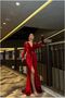Flexible Belted Fabric Evening Dress Double Breasted Velvet Collar Dress · Color: Mink · Size: m Bsk2026 - 3
