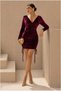 Velvet Double Breasted Dress Mini Evening Dress Collar Draped Fabric · Color: Emerald · Size: L Bsk2026 - 3