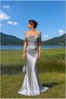 Satin Dress Evening Gown Collar Carmen Fabric · Color: Saks · Size: m Bsk2026 - 2