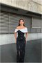 Kayık Taş Evening Gown with Boat Neck, Maxi Length, Tulle Detail · Color: Black · Size: XL BX - 4