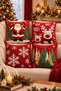 Set of 4 New Year Decorative Throw Pillow Covers Santa Claus Reindeer & Tree Christmas Printed Decorative Throw Pillow 2027 New Year Decoration Gift Set of 4 Double-Sided Printing - 2