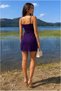 Double-Breasted Dress with Mini Collar and Draped Straps · Color: Purple · Size: M BX - 4