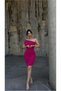 One-Piece Dress with Draped, Ruched Shoulder · Color: Purple · Size: L BX