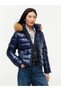 Women's Brand Logo Navy Blue Coat Suitable for Daily Use