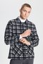 Men's Black Comfort Fit Relaxed Cut Shirt Collar Patterned Jacket Shirt - 4