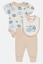 Toddlers Boy 3 Pcs Allover Print Bodysuit And Pants With Bib Set, Multicolor - 4